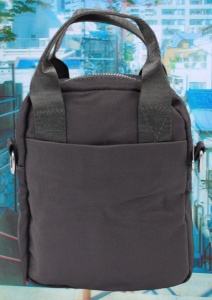 Geanta pentru femei R1311, cu manere si curea din material textil, 19x16x7cm, Gri - Img 2