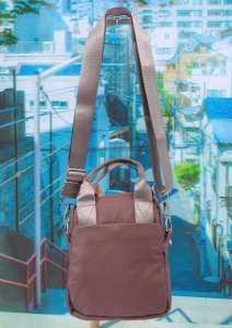 Geanta pentru femei R1311, cu manere si curea din material textil, 19x16x7cm, Roz inchis - Img 2
