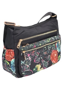 Geanta pentru femei tip crossbody R1130, material textil, curea reglabila, 25x16x13cm, Negru04 - Img 3