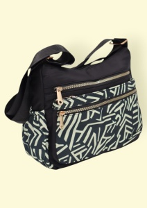 Geanta pentru femei tip crossbody R1130, material textil, curea reglabila, 25x16x13cm, Negru06 - Img 3