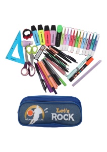 Penar pentru baieti Let's Rock R7256, doua compartimente, material textil impermeabil, 20x10x6cm, Albastru - Img 6