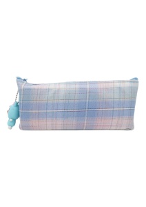 Penar pentru fete R120, imprimeu carouri, breloc detasabil, 19x9x4cm, Bleu - Img 3