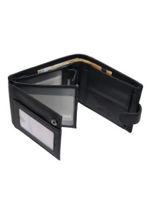 Portofel bărbătesc din piele RFID, Vera Pelle, 9 compartimente, cutie cadou, Q3181, negru - Img 5