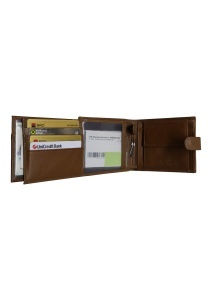 Portofel bărbătesc din piele RFID, Vera Pelle, 9 compartimente, cutie cadou, Q3181, maro - Img 5