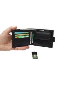 Portofel barbati din piele naturala, inchidere capsa, 12.5x10x2,5cm, R002YK, negru - Img 3