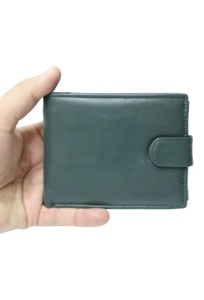 Portofel barbati din piele naturala, inchidere capsa, 12.5x10x2,5cm, R0111YK, verde