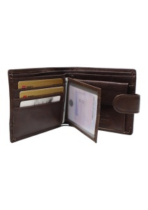 Portofel din piele pentru bărbați, RFID, compartimente pentru carduri, cutie cadou, Q3185, maro - Img 4
