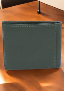 Portofel slim din piele naturală pentru bărbați Hassion R20026 verde - Img 2