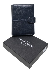 Portofel vertical RFID din piele pentru bărbați cu buzunar pentru monede, cutie cadou, Q3186, bleumarin - Img 6