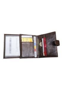 Portofel vertical RFID din piele pentru bărbați cu buzunar pentru monede, cutie cadou, Q3186, coffee - Img 4