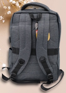 Rucsac cu port USB R7009, material textil rezistent, 42x30x14cm, Gri - Img 5