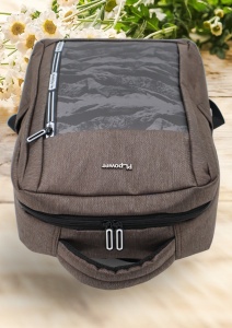 Rucsac cu port USB R7009, material textil rezistent, 42x30x14cm, Maro - Img 7