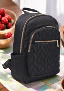 Rucsac de dama din material textil R2276, barete reglabile, compatibil A4, 34x27x12cm, negru - Img 2