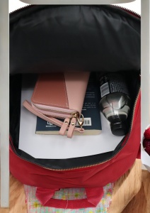 Rucsac de dama din material textil R2276, barete reglabile, compatibil A4, 34x27x12cm, Grena - Img 8