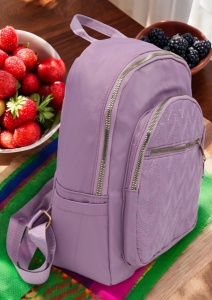 Rucsac de dama din material textil R2276, barete reglabile, compatibil A4, 34x27x12cm, Lila - Img 2