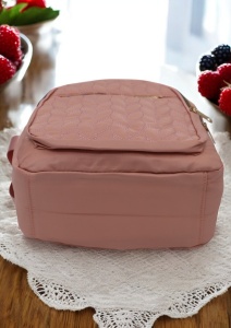 Rucsac de dama din material textil R2276, barete reglabile, compatibil A4, 34x27x12cm, Roz - Img 6