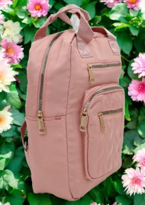 Rucsac de dama din material textil rezistent RX2282, cu manere si barete ajustabile, 34x26x10cm, Roz - Img 2