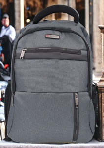 Rucsac pentru laptop R23381, gri, 48x31x20cm, bretele intarite si sistem de prindere pe troler