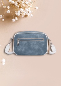 Geanta crossbody de dimensiune mica, piele ecologica, bretea extensibila si detasabila, R1358, blue - Img 6