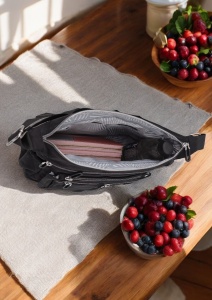 Geanta crossbody pentru femei R1017, curea extensibila, 30x20x15cm, negru - Img 7