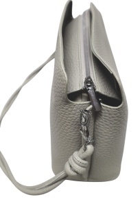 Geanta de dama crossbody, design minimalist texturat, compartimentare multipla, curea ajustabila, R87010, gri deschis - Img 3