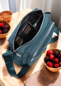 Geanta de dama tip crossbody R241, curea reglabila, 25x18x6cm, Verde - Img 6