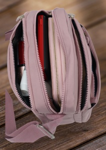 Geanta de umar femei R54 mini, comoda, material rezistent, 24x18x10cm, Lila - Img 6