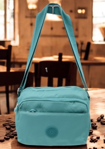 Geanta de umar femei R54 mini, comoda, material rezistent, 24x18x10cm, Verde - Img 4