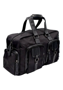 Geanta de voiaj cu insertii din piele ecologica si buzunare aplicate R8081, 55X30x20cm, Negru - Img 3