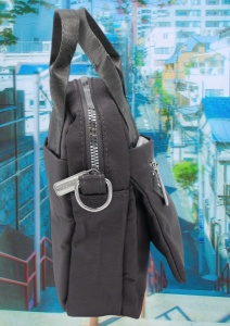 Geanta pentru femei R1311, cu manere si curea din material textil, 19x16x7cm, Gri - Img 3