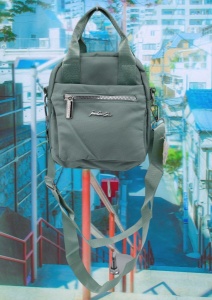 Geanta pentru femei R1311, cu manere si curea din material textil, 19x16x7cm, Verde deschis
