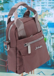 Geanta pentru femei R1311, cu manere si curea din material textil, 19x16x7cm, Roz inchis - Img 3