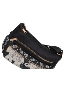 Geanta pentru femei tip crossbody R1130, material textil, curea reglabila, 25x16x13cm, Negru01 - Img 2