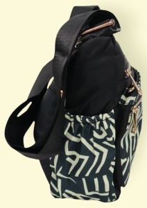 Geanta pentru femei tip crossbody R1130, material textil, curea reglabila, 25x16x13cm, Negru06 - Img 4