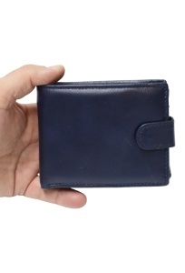 Portofel barbati din piele naturala, inchidere capsa, 12.5x10x2,5cm, R0111YK, bleumarin