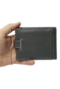 Portofel barbati din piele naturala, inchidere capsa, 12.5x10x2,5cm, R002YK, gri - Img 3