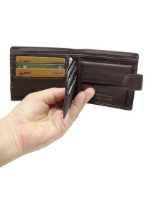 Portofel din piele pentru bărbați, RFID, compartimente pentru carduri, cutie cadou, Q3185, cafeniu - Img 5