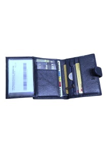 Portofel vertical RFID din piele pentru bărbați cu buzunar pentru monede, cutie cadou, Q3186, bleumarin - Img 3