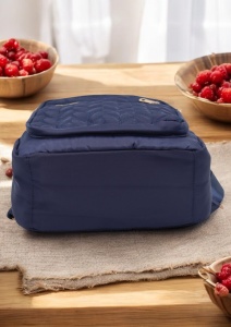 Rucsac de dama din material textil R2276, barete reglabile, compatibil A4, 34x27x12cm, Bleumarin - Img 5