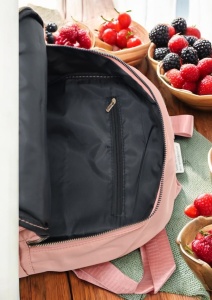 Rucsac de dama din material textil R2276, barete reglabile, compatibil A4, 34x27x12cm, Roz - Img 7