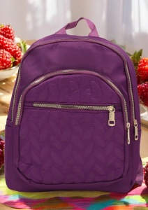 Rucsac de dama din material textil R2276, barete reglabile, compatibil A4, 34x27x12cm, Mov
