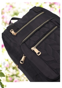 Rucsac de dama din material textil rezistent RX2282, cu manere si barete ajustabile, 34x26x10cm, Negru - Img 5