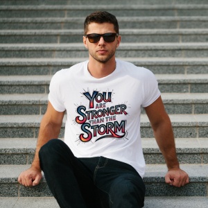 Tricou personalizat ,, Esti mai puternic decat furtuna,,