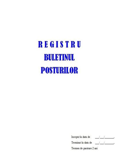 Registru Buletinul Posturilor - 50 file