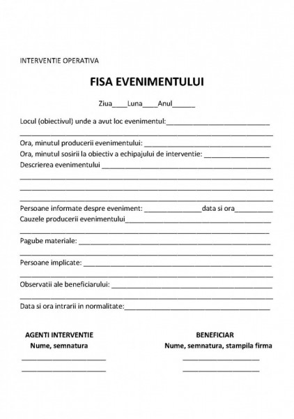 Fisa de evenimente - 25 file