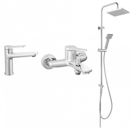 BSC1-BSC2-NP46 - Pachet 3in1 BSC1 - STRATOS - BATERIE PERETE CADA/DUS, BSC2 - STRATOS - BATERIE STATIVA LAVOAR, NP46 - SET BARA DUS SUPORTLISANT, DUS FIX SI PARA DUS MOBILA WIZARD SQUARE, CROM