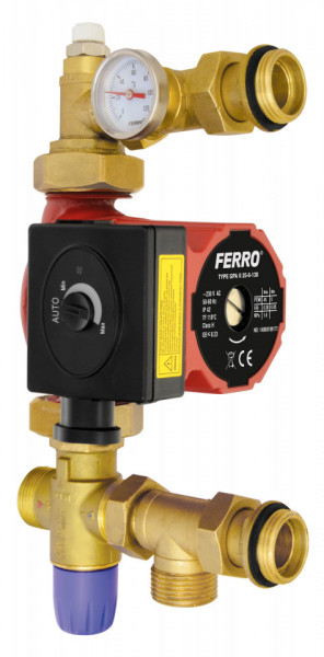 GM1F-60GPA - Grup de amestec incalzire in pardoseala pt. colectori 1”cu vana 3 cai termostatata si pompa GPA II 25‑6‑131