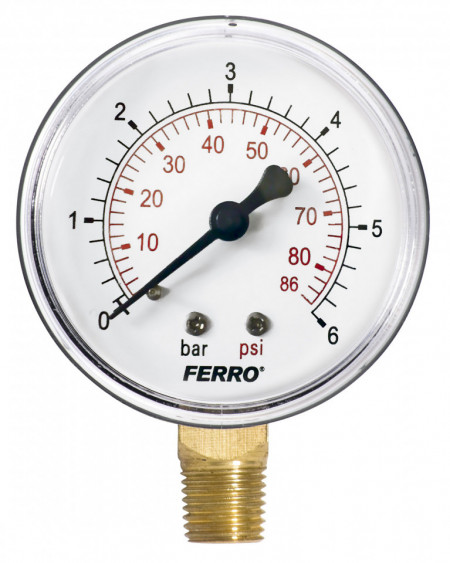 M6306R - Manometru 63 mm 1/4" radial, 0-6 bari