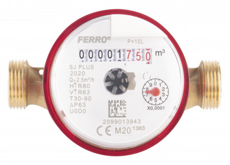 SJ20ACPLUSPLI - Contor monojet apa calda 3/4", 4.0m³/h adaptat pt. emitator impuls