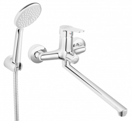 BIS55A - Baterie Perete Cada/Dus Isso, Pipa Lunga Crom Accesorii